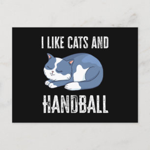 Carte Postale J'aime les chats et le cadeau de handball