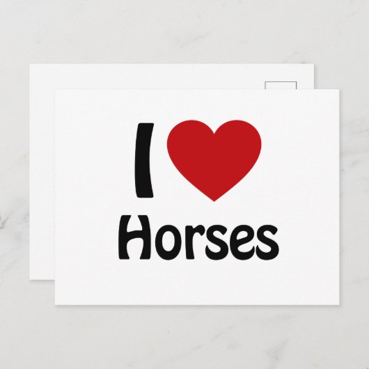 Carte Postale J'aime les chevaux (Devant / Derrière)