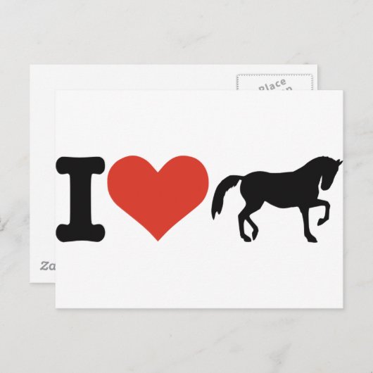 Carte Postale J'aime les chevaux (Devant / Derrière)