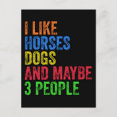 Carte Postale J'aime les chevaux les chiens et peut-être 3 perso (Devant)
