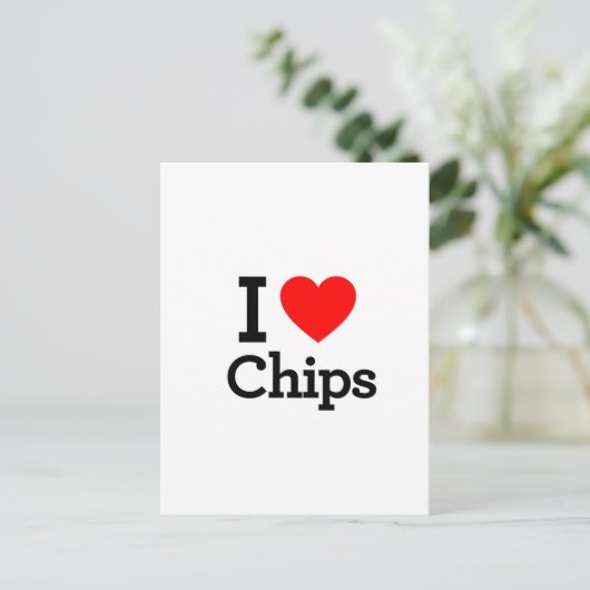 Carte Postale J'aime les chips (Debout devant)