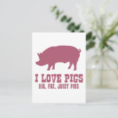 Carte Postale J'aime les cochons (Debout devant)