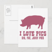 Carte Postale J'aime les cochons (Devant / Derrière)