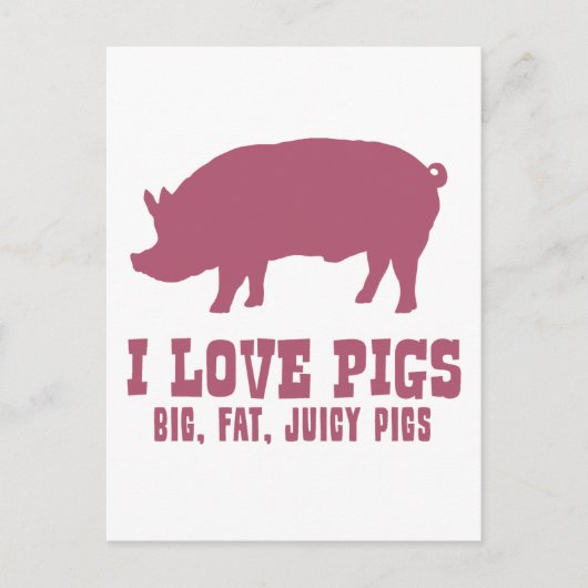 Carte Postale J'aime les cochons (Devant)