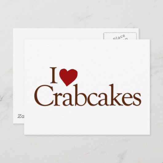 Carte Postale J'Aime Les Crabcakes (Devant / Derrière)