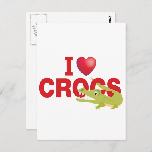 Carte Postale j'aime les crocs (Devant / Derrière)