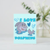 Carte Postale J'aime les dauphins (Debout devant)