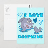 Carte Postale J'aime les dauphins (Devant / Derrière)