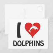 Carte Postale J'aime les dauphins (Devant / Derrière)
