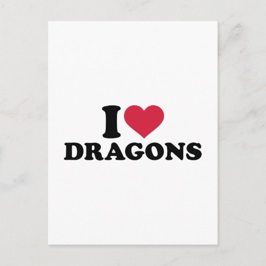Carte Postale J'aime les dragons (Devant)