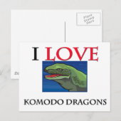 Carte Postale J'Aime Les Dragons Komodo (Devant / Derrière)