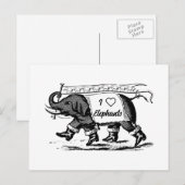 Carte Postale J'aime les éléphants (Devant / Derrière)