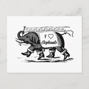 Carte Postale J'aime les éléphants