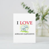 Carte Postale J'aime les éléphants africains (Debout devant)