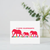 Carte Postale J'aime les éléphants (Rouge) (Debout devant)