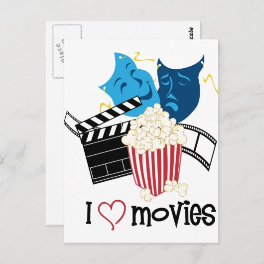 Carte Postale J'aime les films (Devant / Derrière)