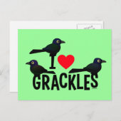 Carte Postale J'Aime Les Grackles (Devant / Derrière)