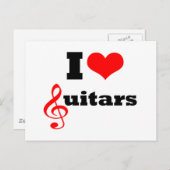 Carte Postale J'aime les guitares (Devant / Derrière)