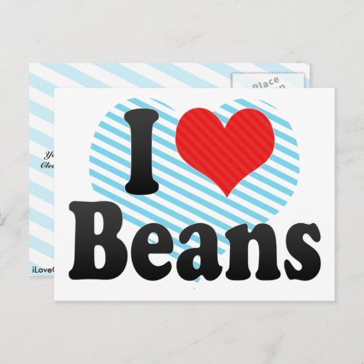 Carte Postale J'aime les haricots (Devant / Derrière)