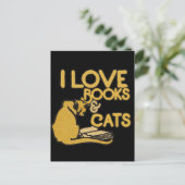 Carte Postale J'aime les livres et les chats (Debout devant)