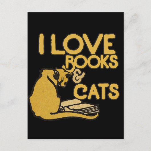 Carte Postale J'aime les livres et les chats (Devant)