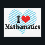 Carte Postale J'aime les mathématiques<br><div class="desc">I Love Mathematics Great I Love Mathematics product with a big heart filled with red stripes. This and many more Mathematics toxits,  donc other calculus products for Mathematics lovers available at our store.</div>