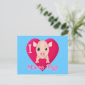 Carte Postale J'Aime Les Micro Cochons (Debout devant)