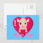 Carte Postale J'Aime Les Micro Cochons (Devant / Derrière)