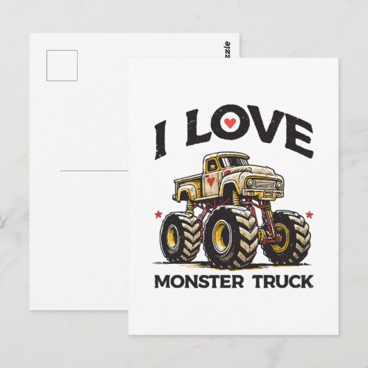 Carte Postale J'aime les monstres camions (Devant / Derrière)