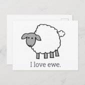 Carte Postale J'Aime Les Moutons D'Ewe (Devant / Derrière)