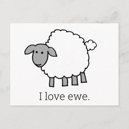 Carte Postale J'Aime Les Moutons D'Ewe (Devant)