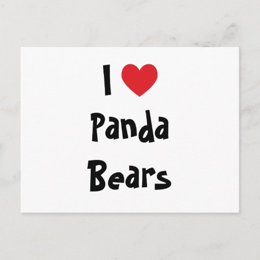 Carte Postale J'Aime Les Panda Bears (Devant)