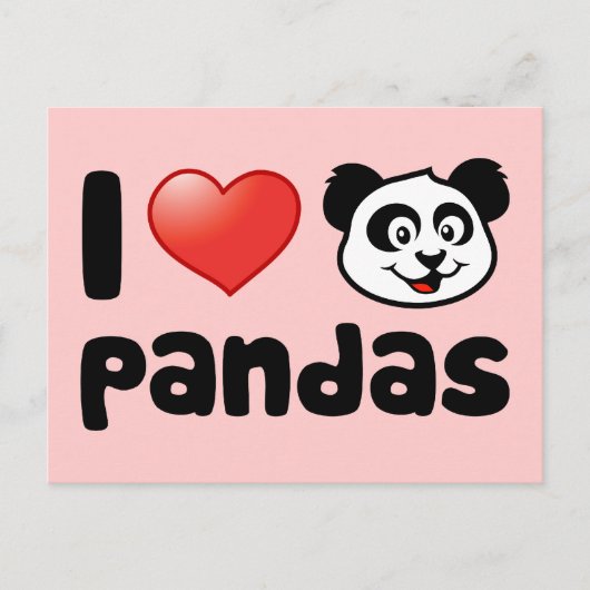 Carte Postale J'aime les pandas (Devant)