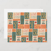 Carte Postale J'aime les pâtes (Devant / Derrière)