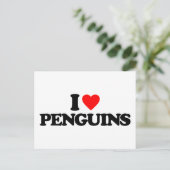 CARTE POSTALE J'AIME LES PENGUINS (Debout devant)