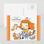 Carte Postale J'aime les petits animaux (Devant / Derrière)