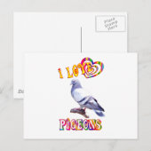 Carte Postale J'aime les pigeons (Devant / Derrière)