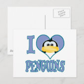 Carte Postale J'aime les pingouins (Devant / Derrière)