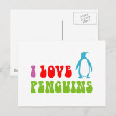 Carte Postale J'aime les pingouins (Devant / Derrière)