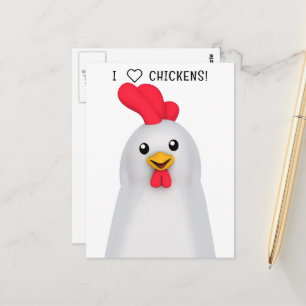 Carte Postale J'Aime Les Poulets !