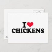 Carte Postale J'aime les poulets (Devant / Derrière)
