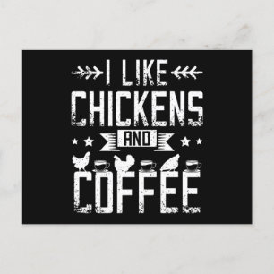 Carte Postale J'Aime Les Poulets Et Le Café