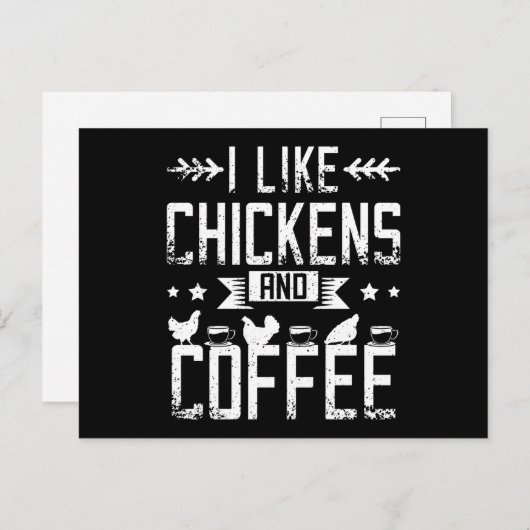 Carte Postale J'Aime Les Poulets Et Le Café (Devant / Derrière)