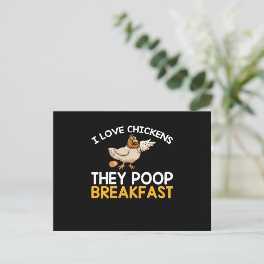Carte Postale J'Aime Les Poulets Ils Poop Petit Déjeuner Drôle P (Debout devant)