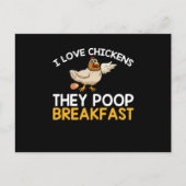 Carte Postale J'Aime Les Poulets Ils Poop Petit Déjeuner Drôle P (Devant)
