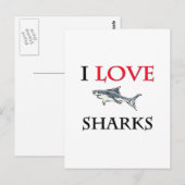 Carte Postale J'aime les requins (Devant / Derrière)