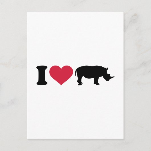 Carte Postale J'aime les Rhinos (Devant)