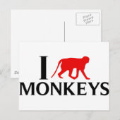 Carte Postale J'aime les singes (Devant / Derrière)