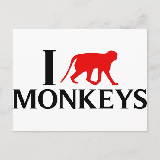 Carte Postale J'aime les singes (Devant)