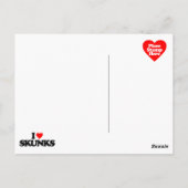 CARTE POSTALE J'AIME LES SKUNKS (Dos)